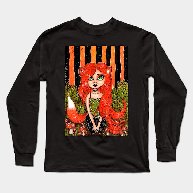 Foxy Long Sleeve T-Shirt by DrawingsInBloom